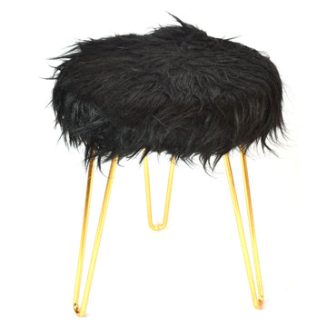Black Colour Faux Fur Stool